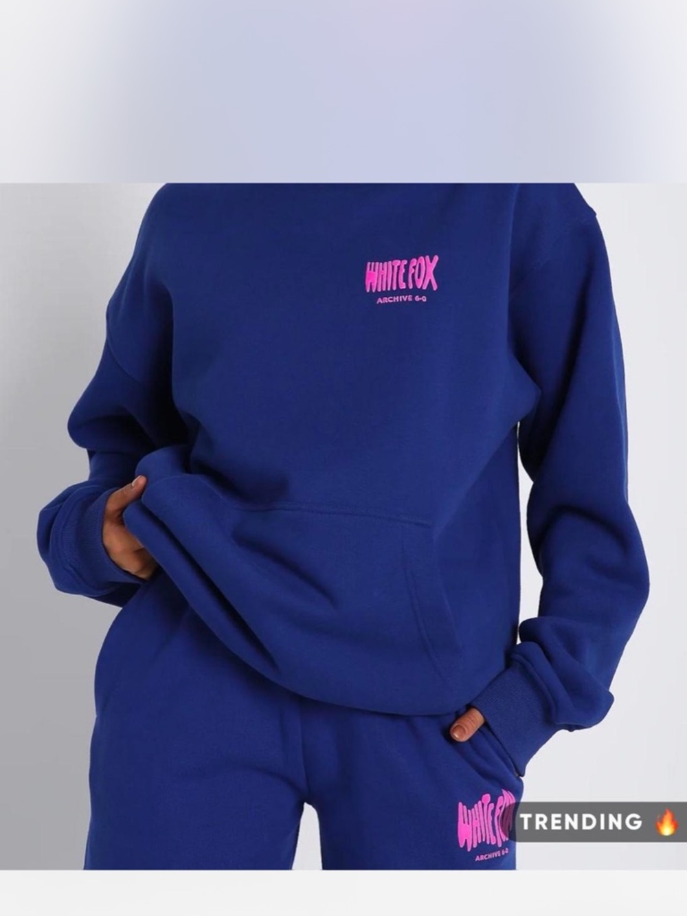 White Fox Royal Blue Sweatshirt with HOT Pink Logo